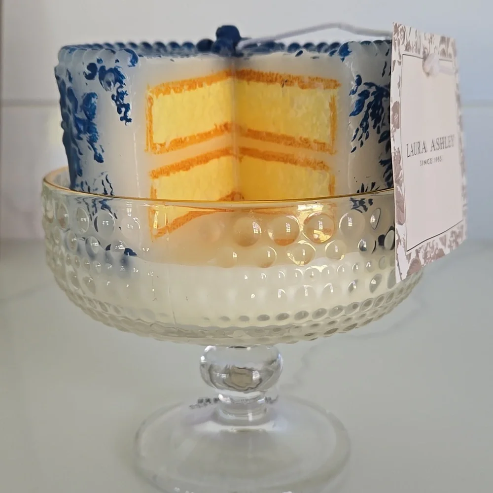 BIRTHDAY CAKE CANDLE BLUE & WHITE LAURA ASHLEY NEW